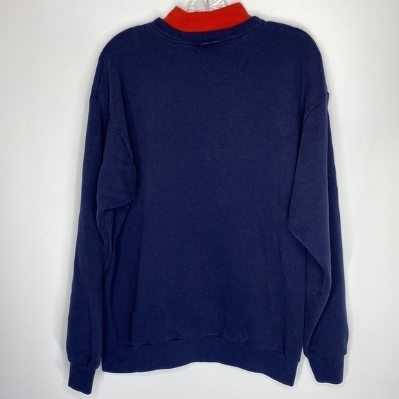 Vintage Santee Christmas Navy Blue Holiday Turtleneck Sweatshirt Size Large 90s - Picture 2 of 7